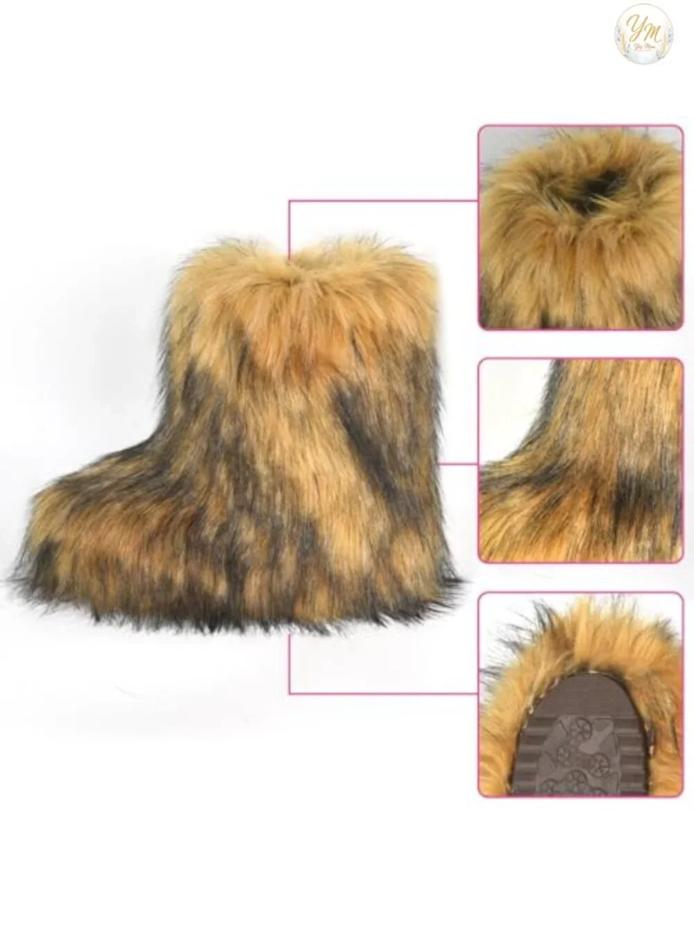 Faux Fur Furry Snow Boots for Women Mid-Calf Warm Winter Booties Comfy New